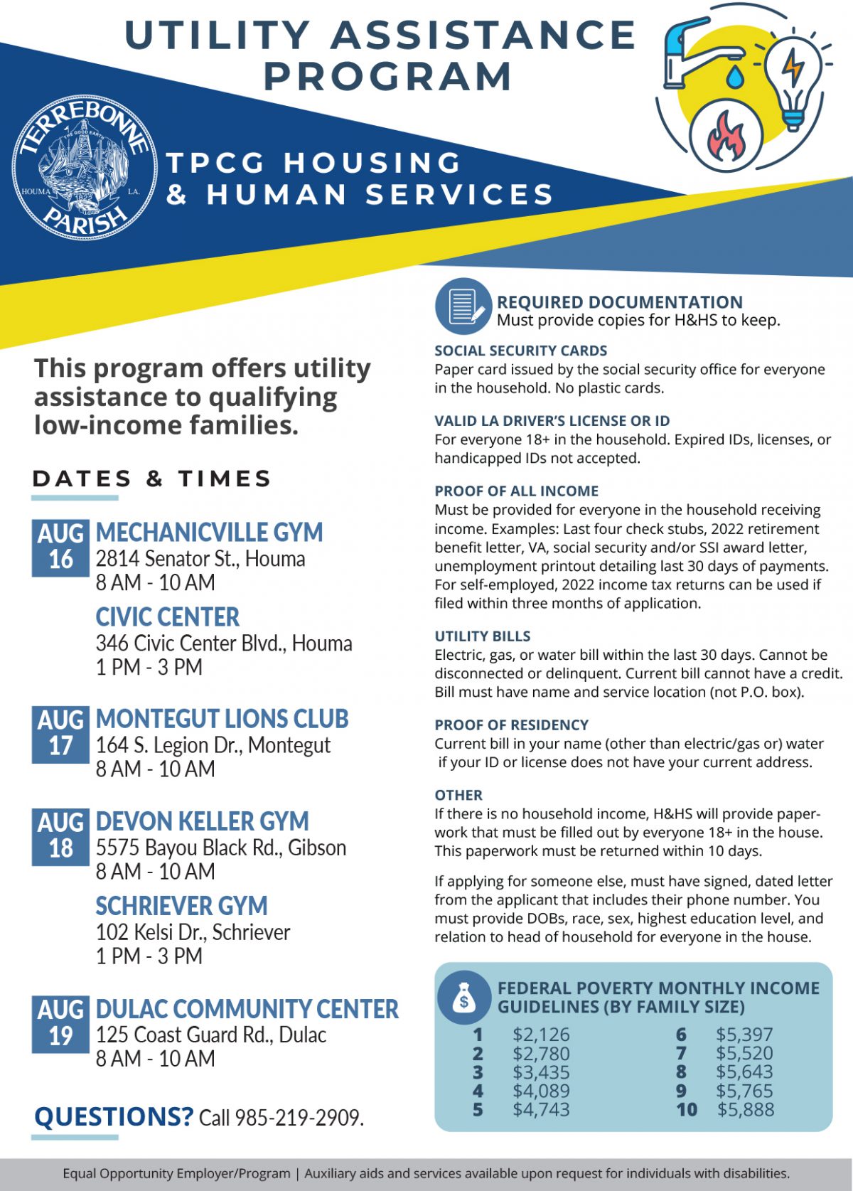 Utility Assistance Available for Residents in Terrebonne