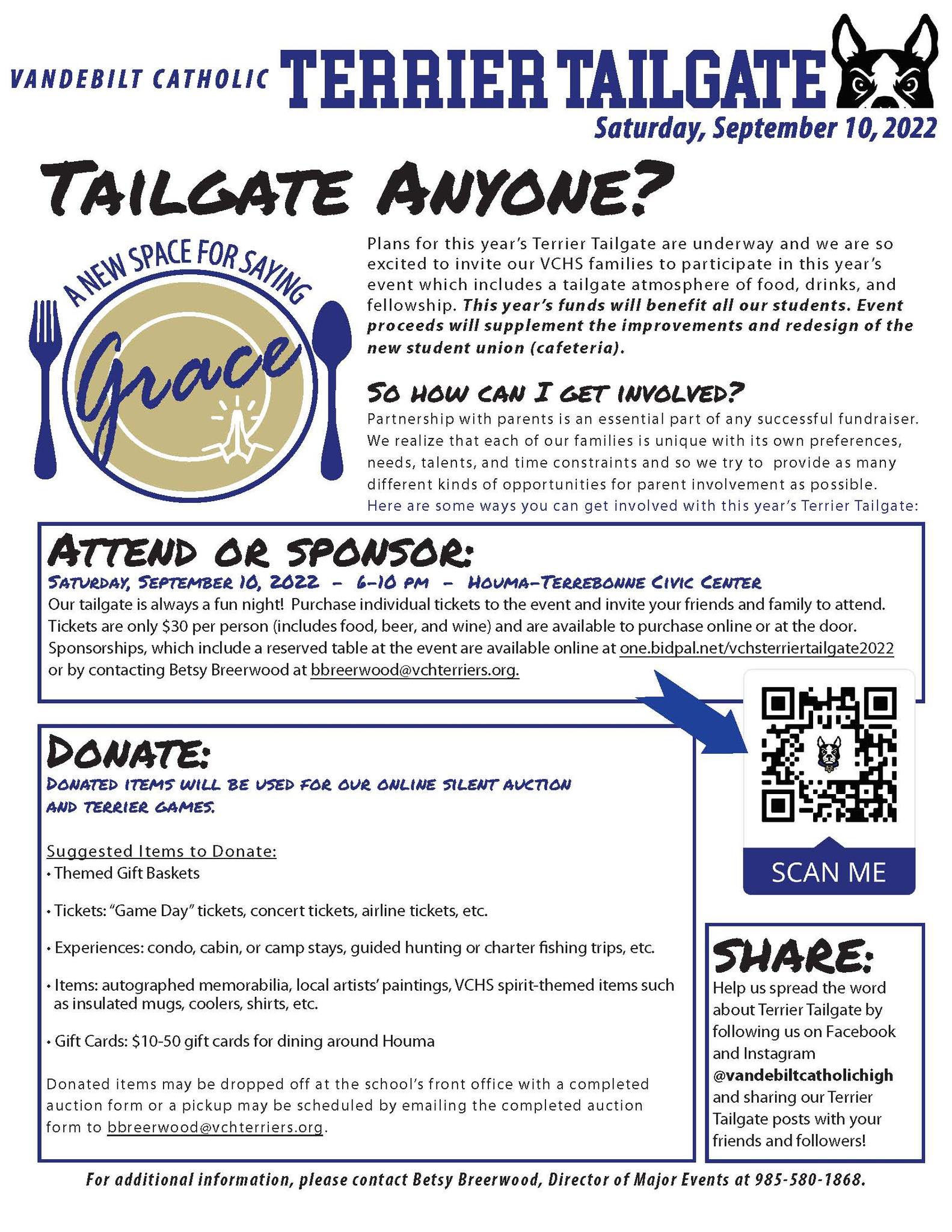 Vandebilt Catholic High School Terrier Tailgate Barry P. Bonvillain