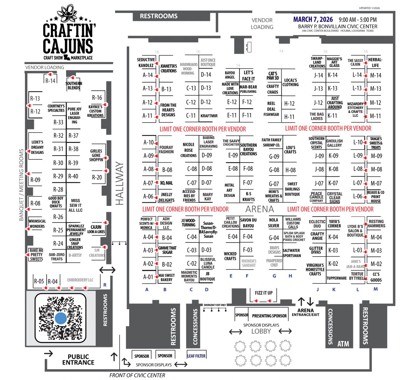 CRAFT SHOW 15 map – UPDATED 1-28-2026